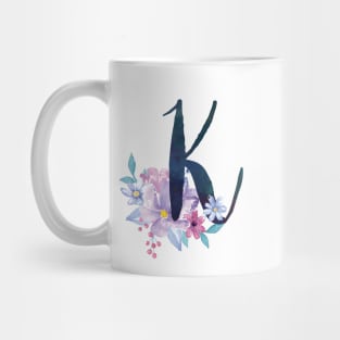 Floral Monogram K Pretty Lilac Bouquet Mug